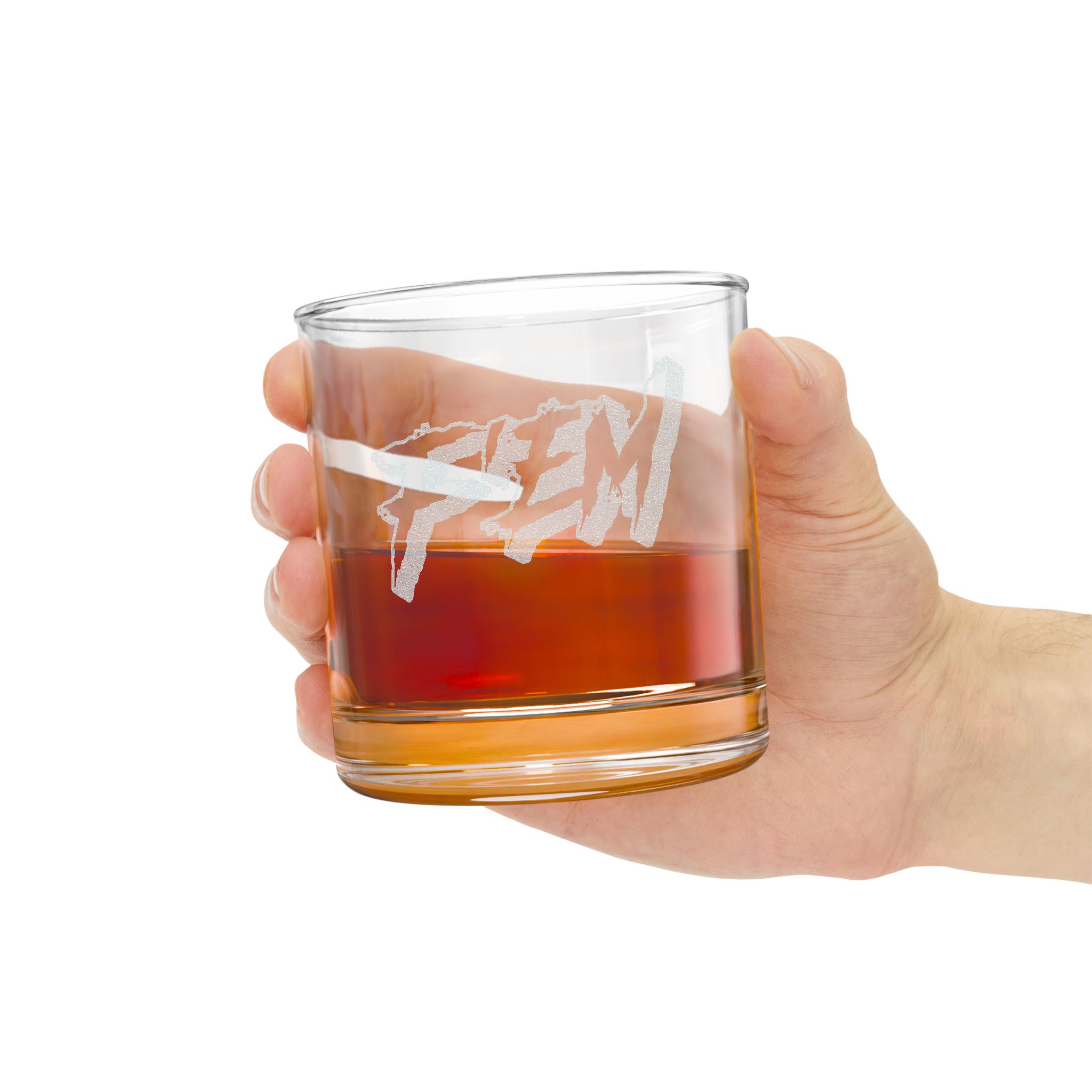 Engraved 'F'EM' Whiskey Glass – 10.5oz Rocks Glass